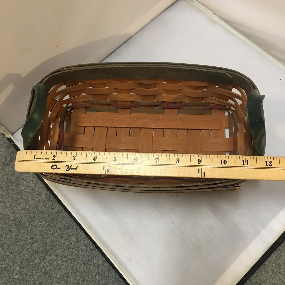 Workshops Gerald E Henn Woven Basket Decor Brown Green Red Rectangle Cottagecore